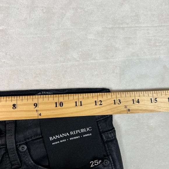 NWT 25P Banana Republic Stretch Cotton High-Rise Skinny Ankle Black Denim Jeans - Picture 12 of 14